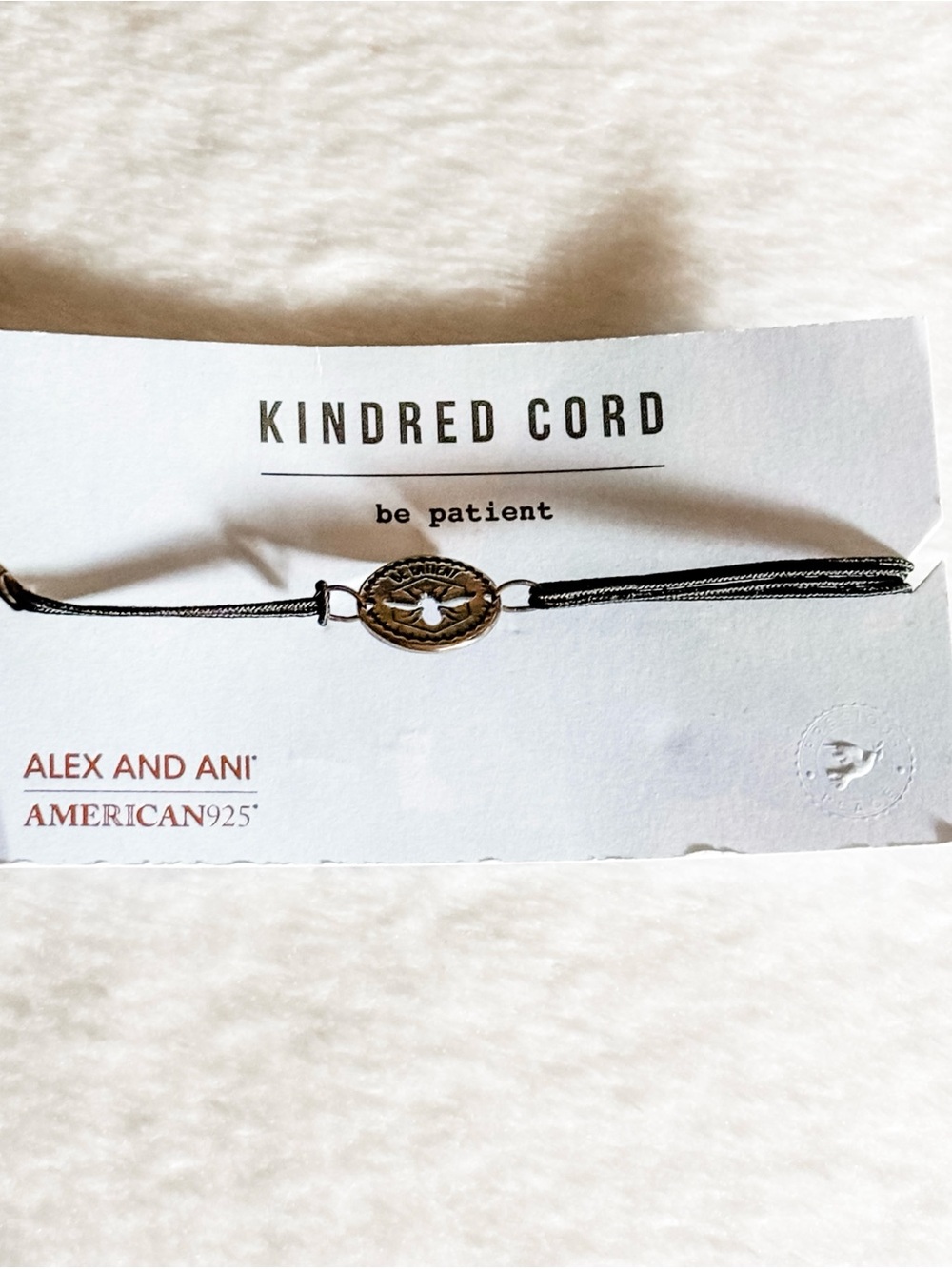 NWT! Alex and Ani Kindred Cord 'Be Patient' Bracelet - Black & Silver